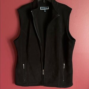 Karen Scott Sport Black Fleece Sleeveless Zip-Up Vest